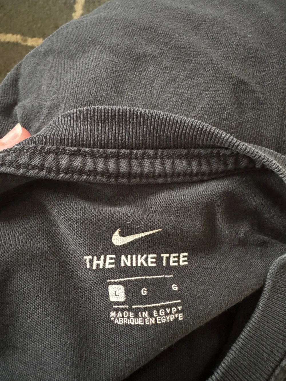 Nike Black Tee with White Swoosh and Text